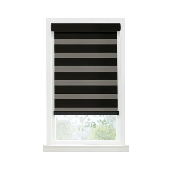 Achim Celestial Indoor Cordless Black Polyester Room Darkening Window Zebra Shade, 72" L x 29" W