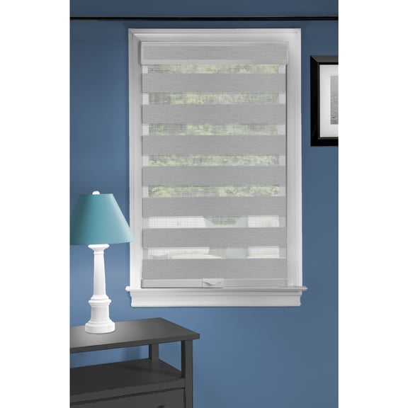 Achim Celestial Indoor Cordless Grey Polyester Light Filtering Window Zebra Shade, 72" L x 27" W
