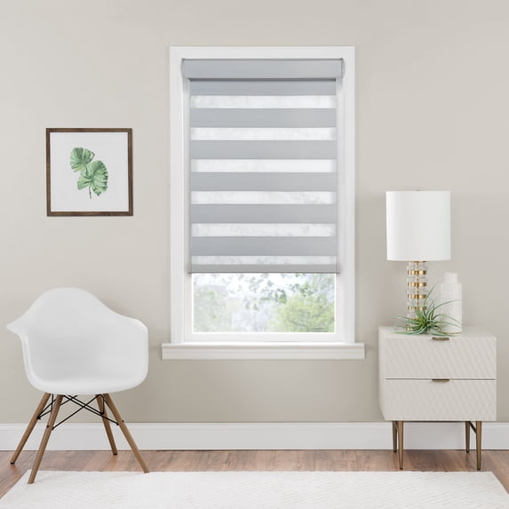 Achim Celestial Indoor Cordless Oyster Polyester Room Darkening Window Zebra Shade, 72" L x 43" W