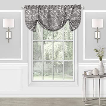 Achim Charlotte Polyester Light Filtering Curtain Valance, Grey, 52" x 17"