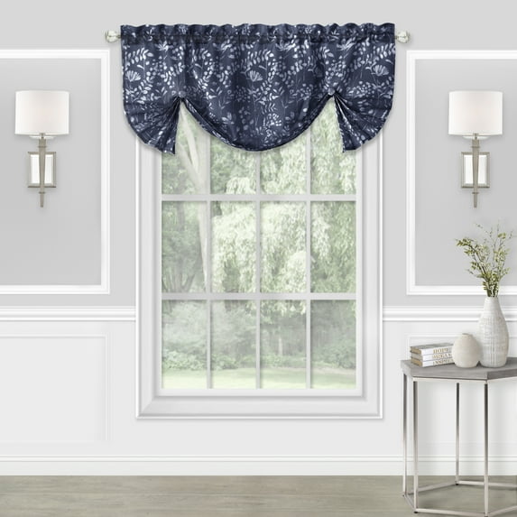 Achim Charlotte Polyester Light Filtering Curtain Valance, Navy, 52" x 17"
