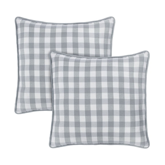Achim Checkerboard Polyester/Cotton Modern Throw Pillow, 18" x 18", Gray, 2-Pieces