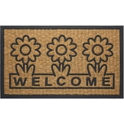 Achim Coco Mat Daisy Indoor/Outdoor Door Mat,18" x 30", Brown