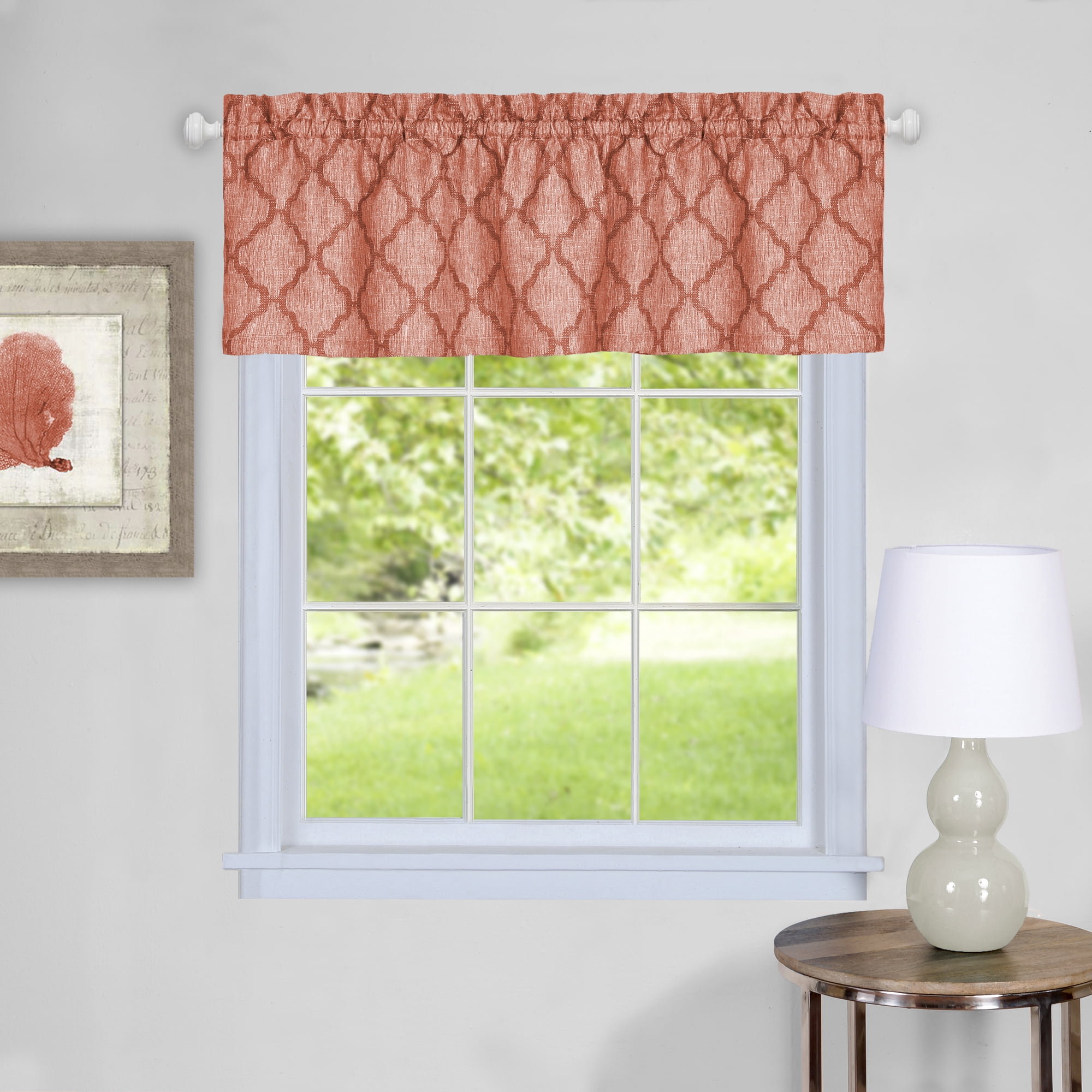 Colby Orange Polyester Light Filtering Trellis Valance