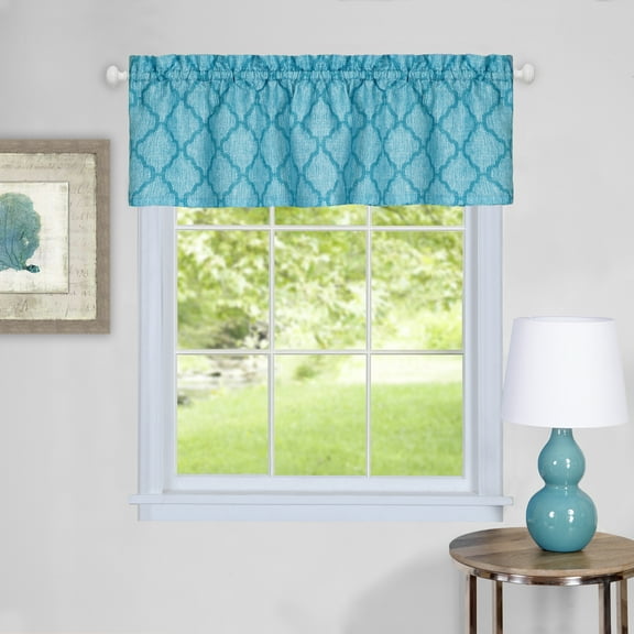 Achim Colby Polyester Light Filtering Curtain Valance, Turquoise, 58" x 14"