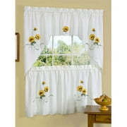 Achim Contemporary Solid Print Rod Pocket Energy Efficient Tiered Curtains, 1.00" x 9.00"