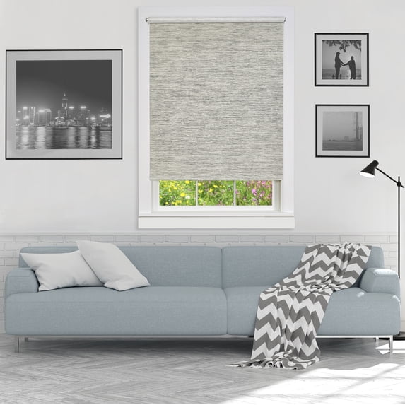 Achim Cords Free Privacy Jute Indoor Cordless Heather Gray Jute Light Filtering Window Roller Shade, 72" L x 52" W