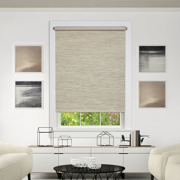 Achim Cords Free Privacy Jute Indoor Cordless Natural Jute Light Filtering Window Roller Shade, 72" L x 50" W