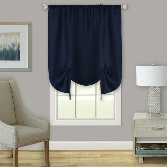 Achim Darcy Blue Solid Print Rod Pocket Light Filtering Curtains, 58" x 63"