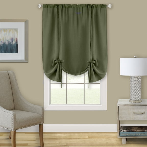 Achim Darcy Window Curtain Tie Up Shade - 58x63 - Green