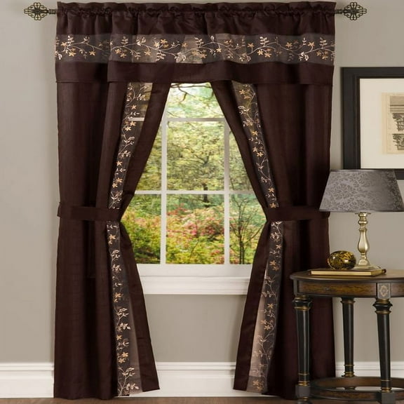 Achim Fairfield 5 piece window curtain set - 55" x 63" - chocolate