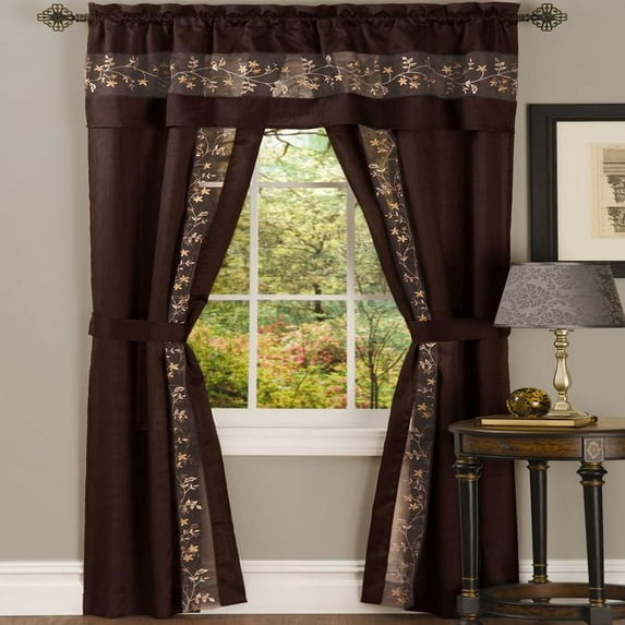 Achim Fairfield 5 piece window curtain set - 55" x 63" - chocolate