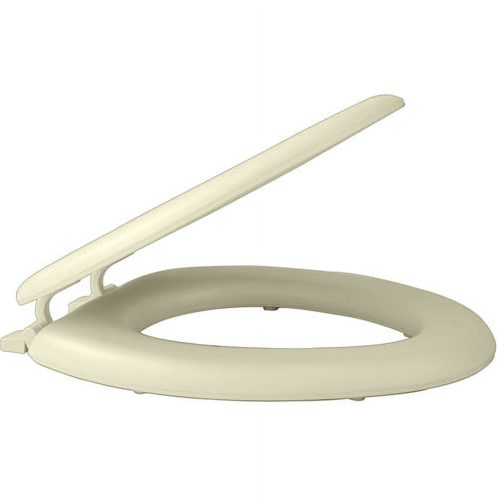 Bone Vinyl Foam Cushioned Elongated Toilet Seat