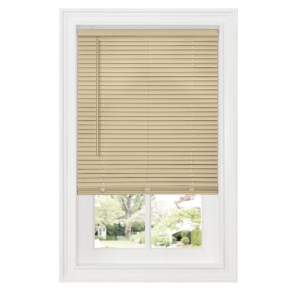 Achim GII Deluxe 1" Blind Lift Control Vinyl Room Darkening Mini Blind, Latte, 34" x 64"