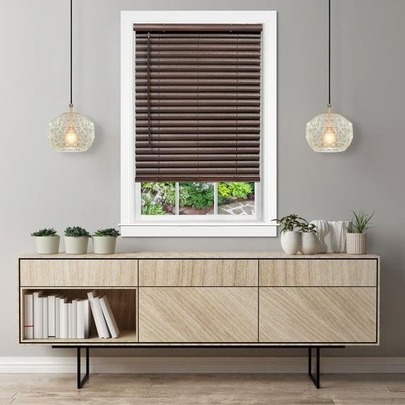Achim GII Luna Indoor Cordless Mahogany Vinyl Light Filtering Window Venetian Blind, 64" L x 36" W