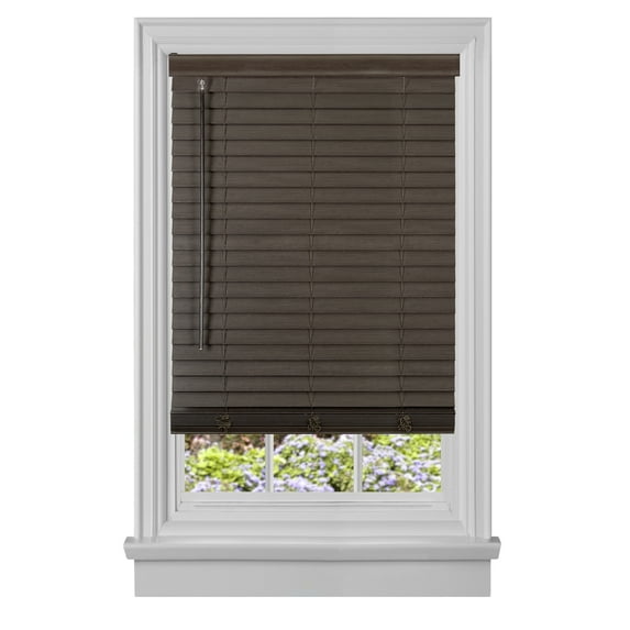 Achim GII Madera Falsa Indoor Cordless Blind 2" Faux Wood Plantation, 25" W x 64" L, Mahogany