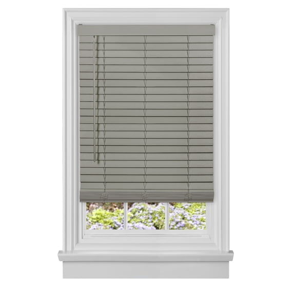 Achim GII Madera Falsa Indoor Cordless Grey Vinyl Room Darkening Window Faux Wood Blind, 64" L x 36" W