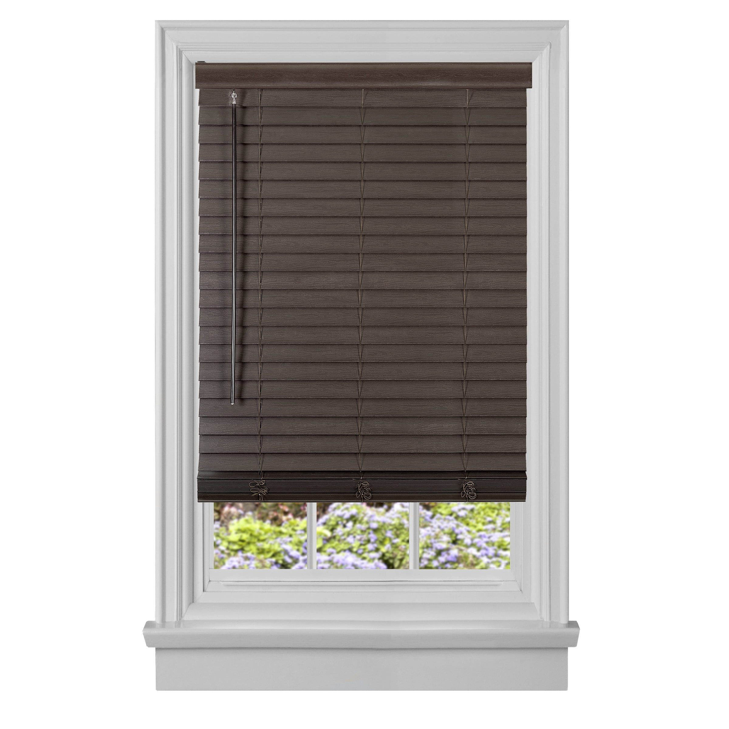 Achim GII Madera Falsa Indoor Cordless Mahogany Vinyl Room Darkening Window Faux Wood Blind, 64" L x 27" W