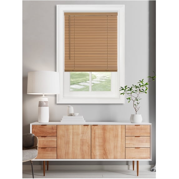 Achim GII Morningstar Indoor Cordless Woodtone Vinyl Light Filtering Window Mini Blind, 64" L x 28" W