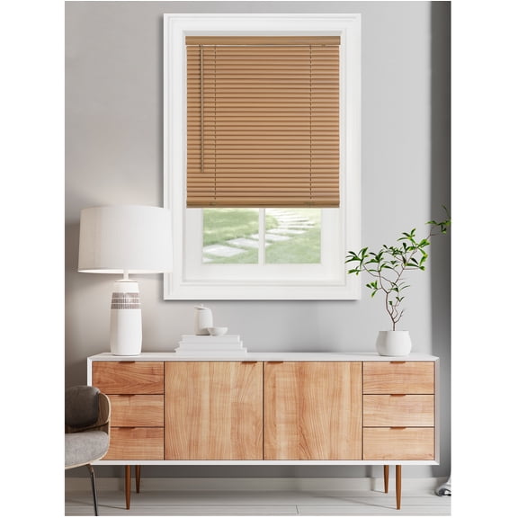 Achim GII Morningstar Indoor Cordless Woodtone Vinyl Light Filtering Window Mini Blind, 64" L x 42" W