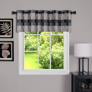 Achim Harvard Light Filtering Valance with 10 Small Grommets, Black, 58" x 14"