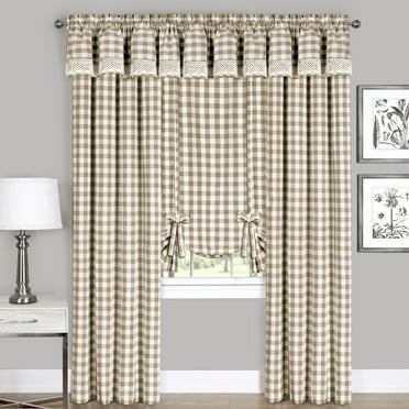 Achim Home Furnishing: Buffalo Taupe Plaid Modern Window Curtain Panel : 58" x 24" Tier Pair
