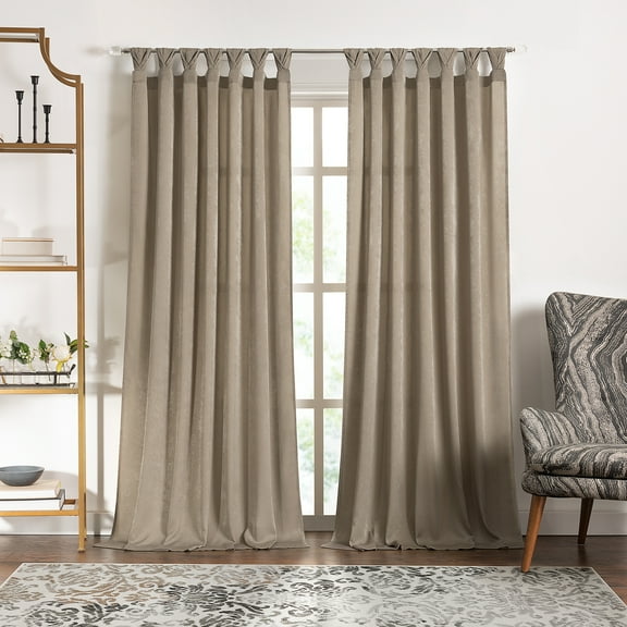 Achim Home Furnishing: Peri Window Curtain Panels with Tulip Tab Top, Taupe, 52" x 84"
