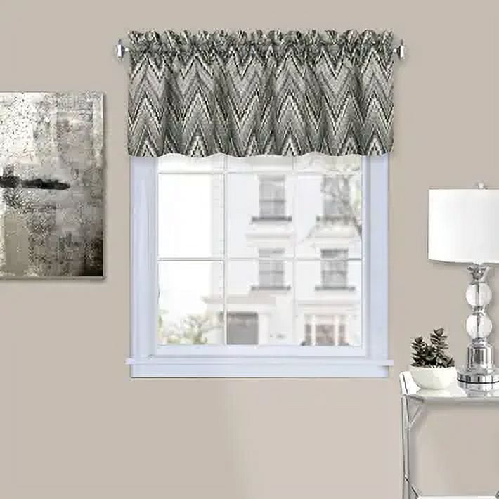 Charcoal Chevron Polyester Rod Pocket Valance, 58"x14"