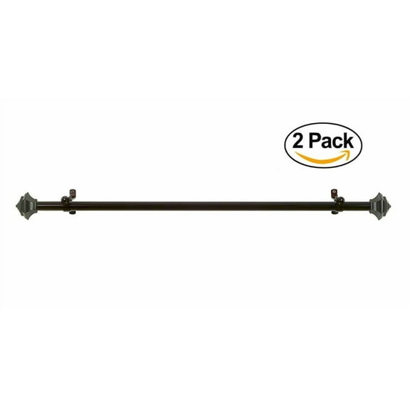 Achim Home Furnishings Buono II Jordan Curtain Rod with Finials, 28-Inch Extends to 48-Inch (Set of 2)
