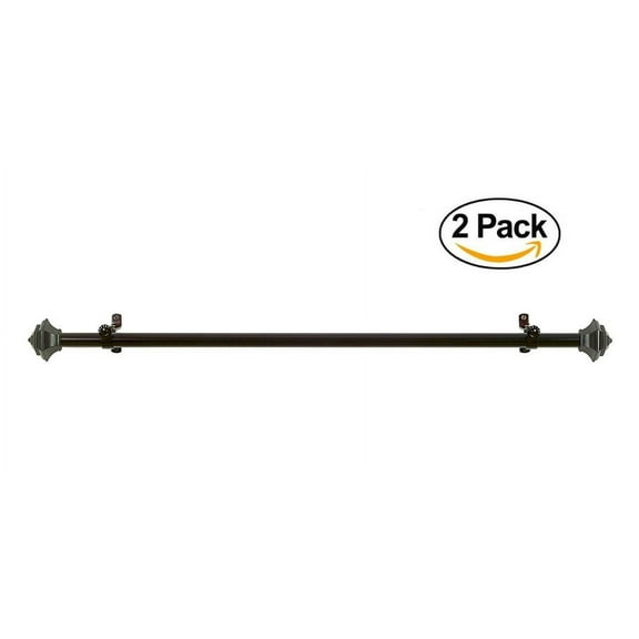 Achim Home Furnishings Buono II Jordan Curtain Rod with Finials, 48-Inch Extends to 86-Inch (Set of 2)