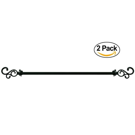 Achim Home Furnishings Buono II Medley Curtain Rod with Finials, 66-Inch to 120-Inch (Set of 2)