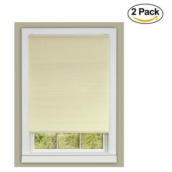 Achim Home Furnishings Cordless Honeycomb Cellular Pleated Window Shade 34" X 64", Alabaster, 34 X 64" (Set of 2)