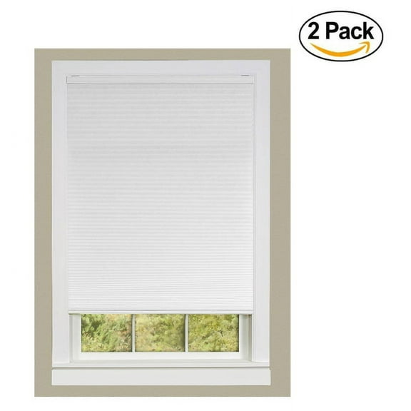 Achim Home Furnishings Cordless Honeycomb Cellular Pleated Window Shade, 34" X 64", White, 34 X 64" (Set of 2)