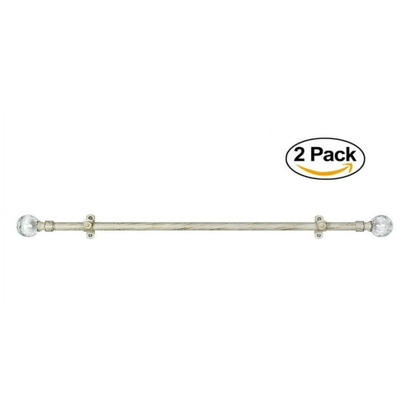 Achim Home Furnishings Metallo Ilana Curtain Rod and Finial, 48-Inch Extends to 86-Inch (Set of 2)