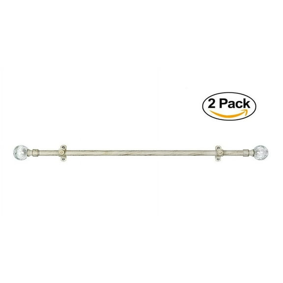 Achim Home Furnishings Metallo Ilana Curtain Rod and Finial, 66-Inch Extends to 120-Inch (Set of 2)