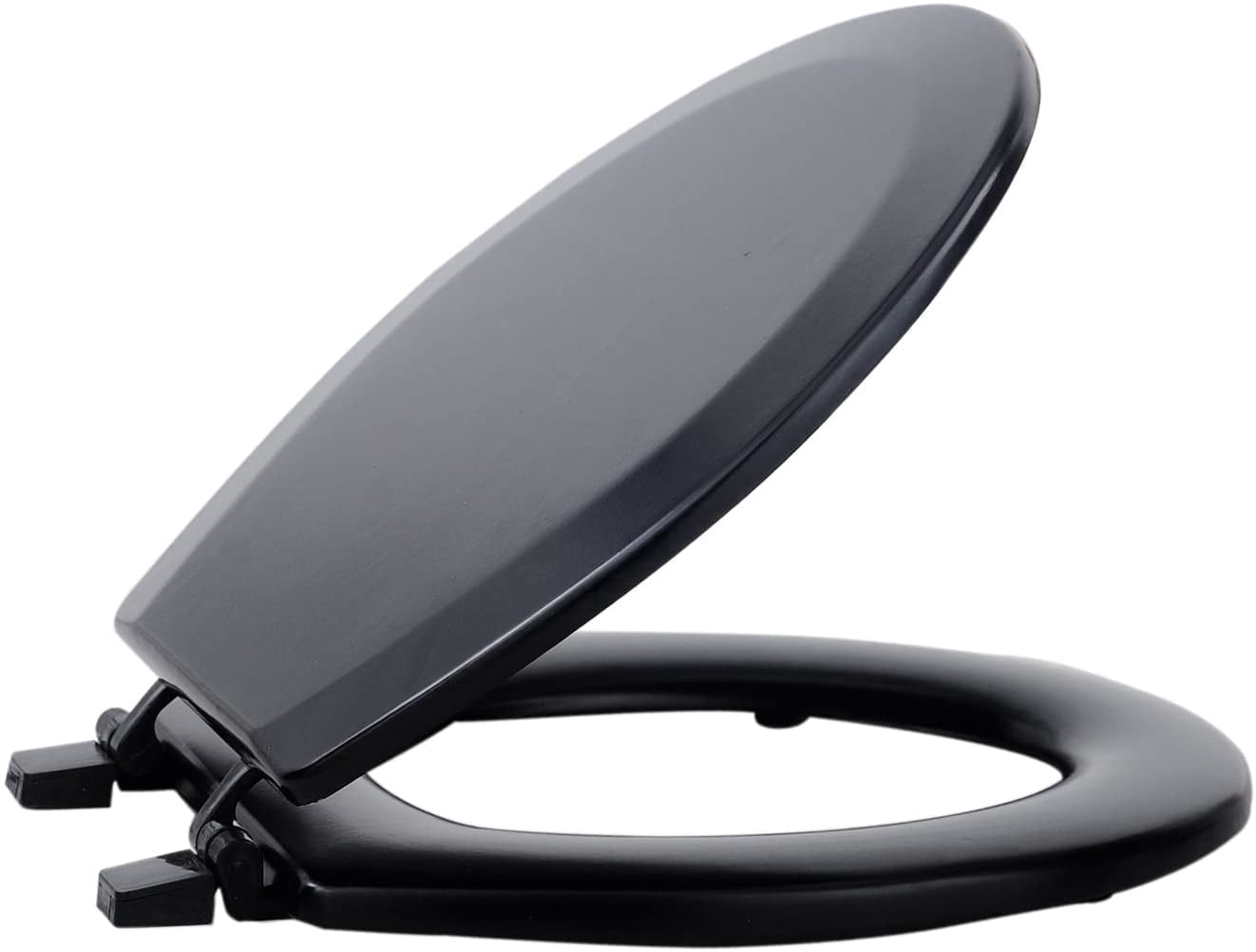 Achim Home Furnishings Wood Toilet Seat, 17 Inch Standard Round, Black (Not Slow Close)