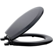Achim Home Furnishings Wood Toilet Seat, 17 Inch Standard Round, Black (Not Slow Close)
