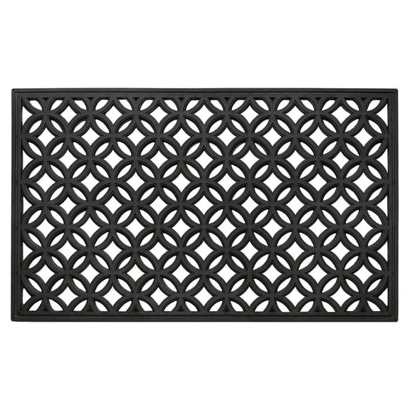 Achim Wrought Iron Rubber Diamond Door Mat,18" x 30", Black