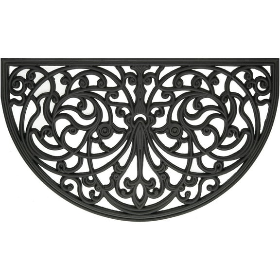Achim Home Furnishings Wrought Iron Rubber Door Mat, 18" x 30", Slice, Ironworks