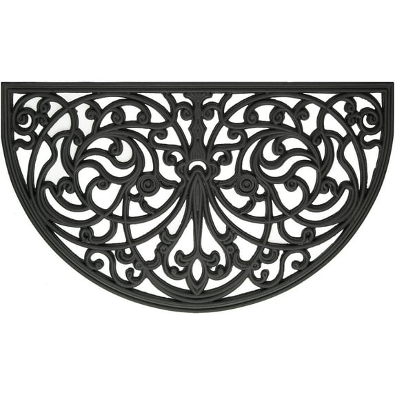 Achim Home Furnishings Wrought Iron Rubber Door Mat, 18" x 30", Slice, Ironworks