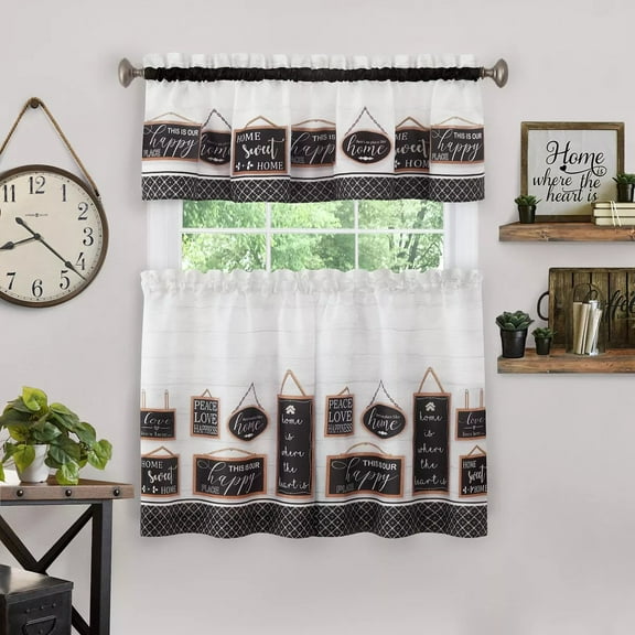 Achim Home Modern Window Curtains: 1726 Black: 58'' x 24'' Rectangle