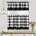 thumbnail image 1 of Achim Hunter Indoor Polyester/Cotton Light Filtering Checkered Tier & Valance, Black, 57-in W x 36-in L, 1 of 5