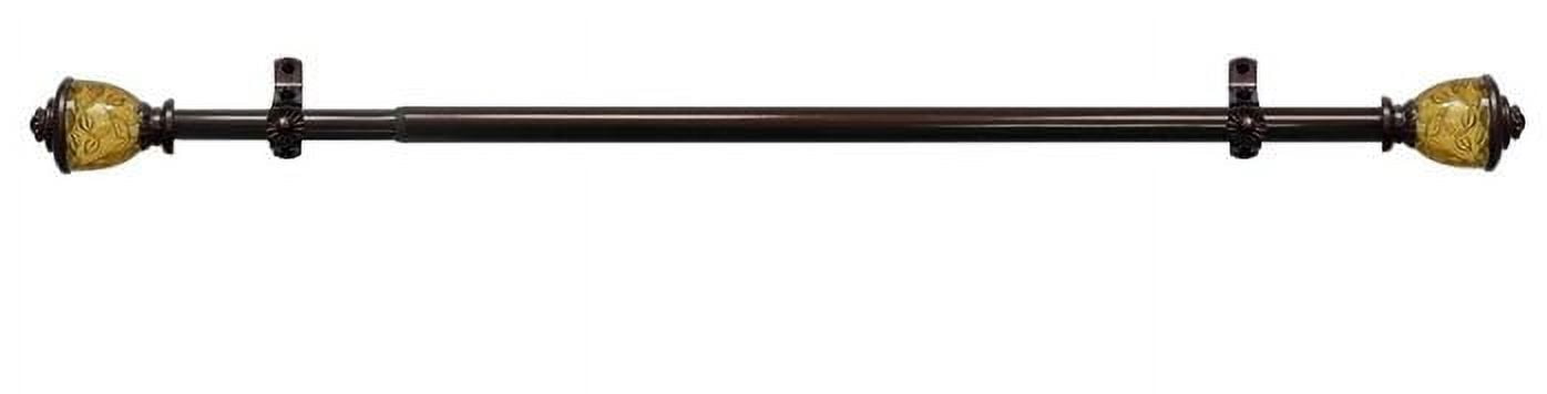 Camino Bronze Curtain Rod with Amber Glass Finials, Adjustable 28-48 Inches