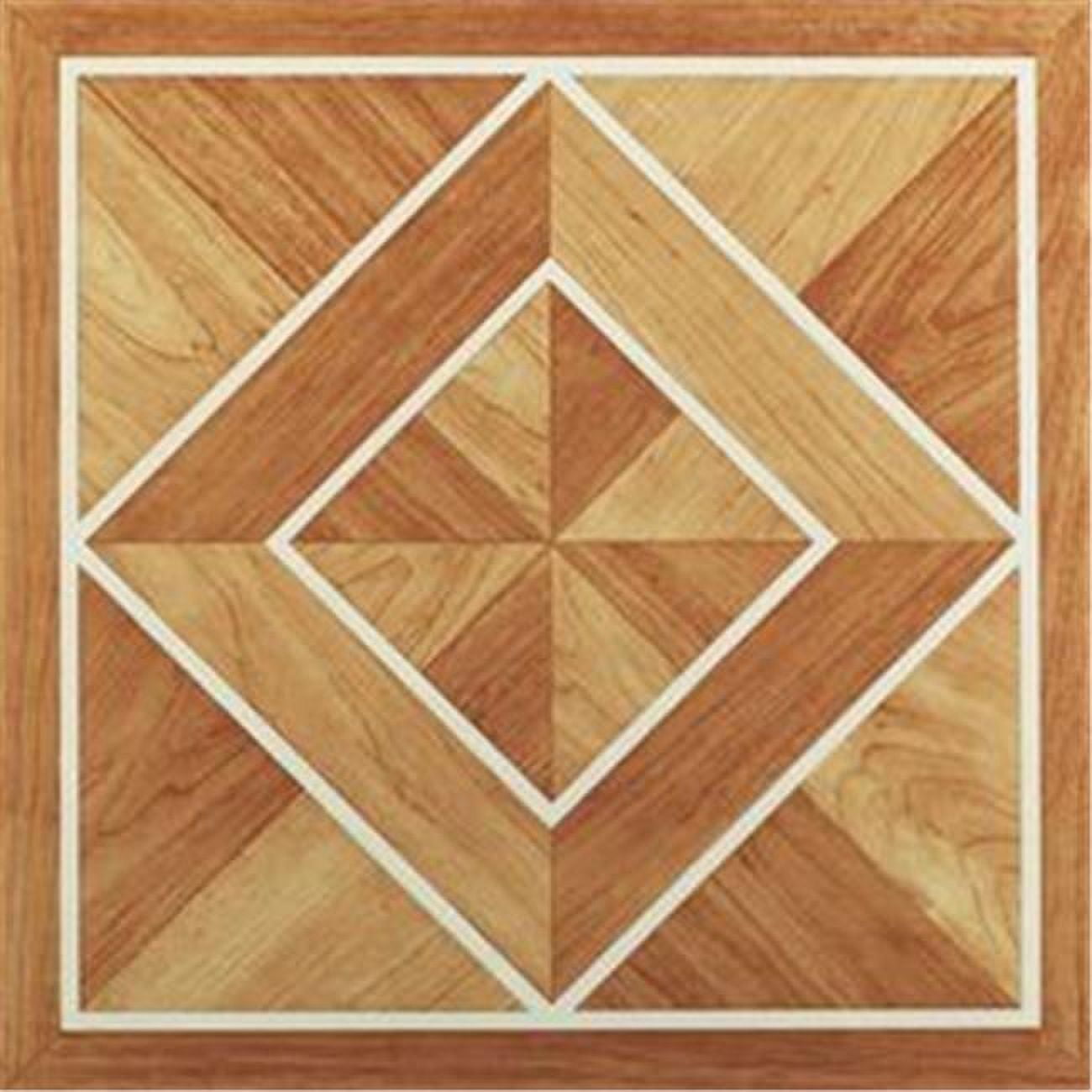 Achim Importing Co., Inc. NEXUS White Border Classic Inlaid Parquet 12 Inch x 12 Inch Self Adhesive Vinyl Floor Tile #205