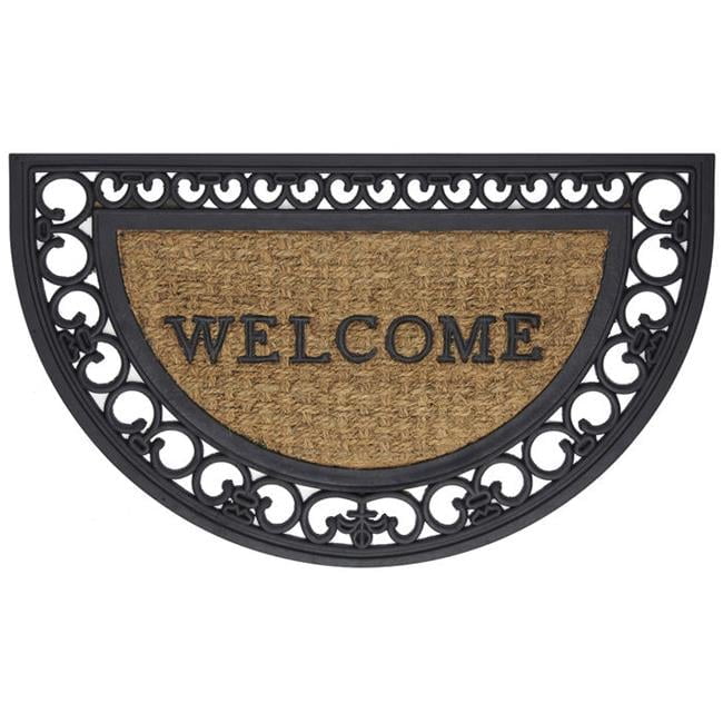 Brown and Black Semicircle Rubber Outdoor Welcome Mat