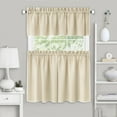 thumbnail image 1 of Achim Kendal Solid Rod Pocket Light Filtering Tier and Valance Curtain Set, Tan/White, 58" x 24", 1 of 4