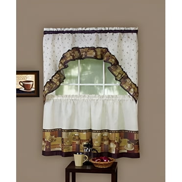Achim Kitchen Curtain and Swag Set, Coffee