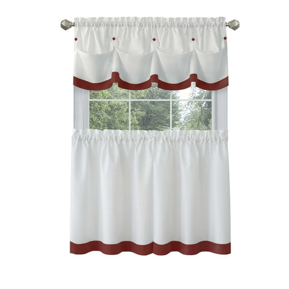 Achim Lana Indoor Polyester Light Filtering Solid Tier & Valance, Lava, 58-in W x 36-in L