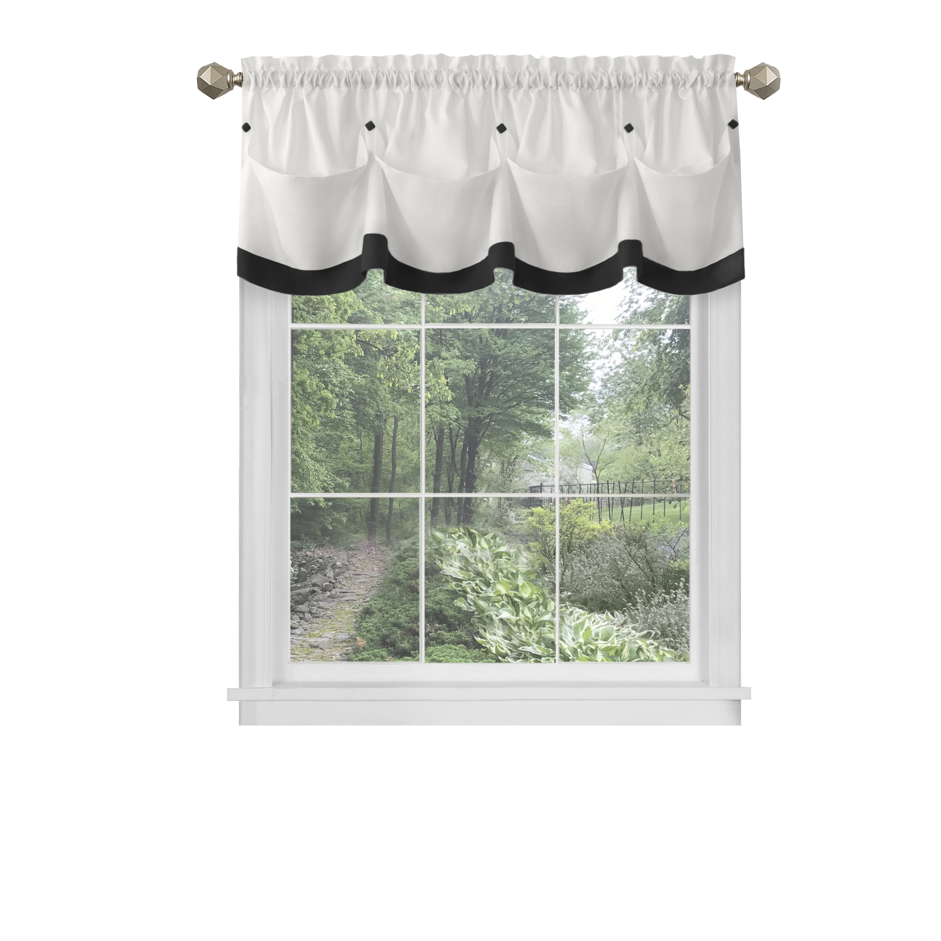Achim Lana Indoor Polyester Light Filtering Solid Valance, Black, 58-in W x 14-in L