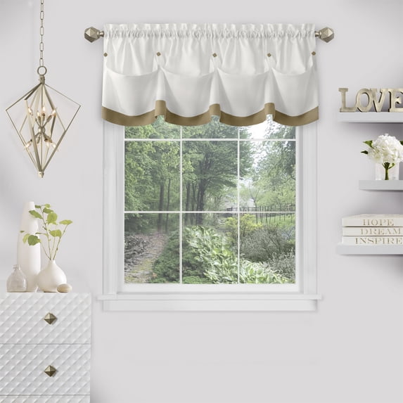 Achim Lana Indoor Polyester Light Filtering Solid Valance, Tan, 58-in W x 14-in L